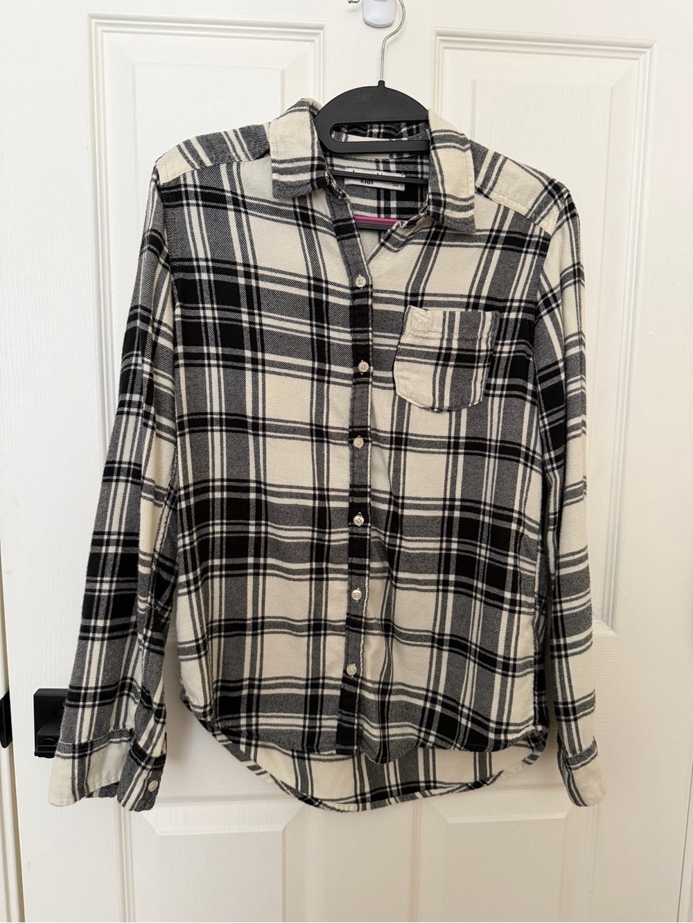 abercrombie kids Black and White Plaid Shirt- Fits ladies S size